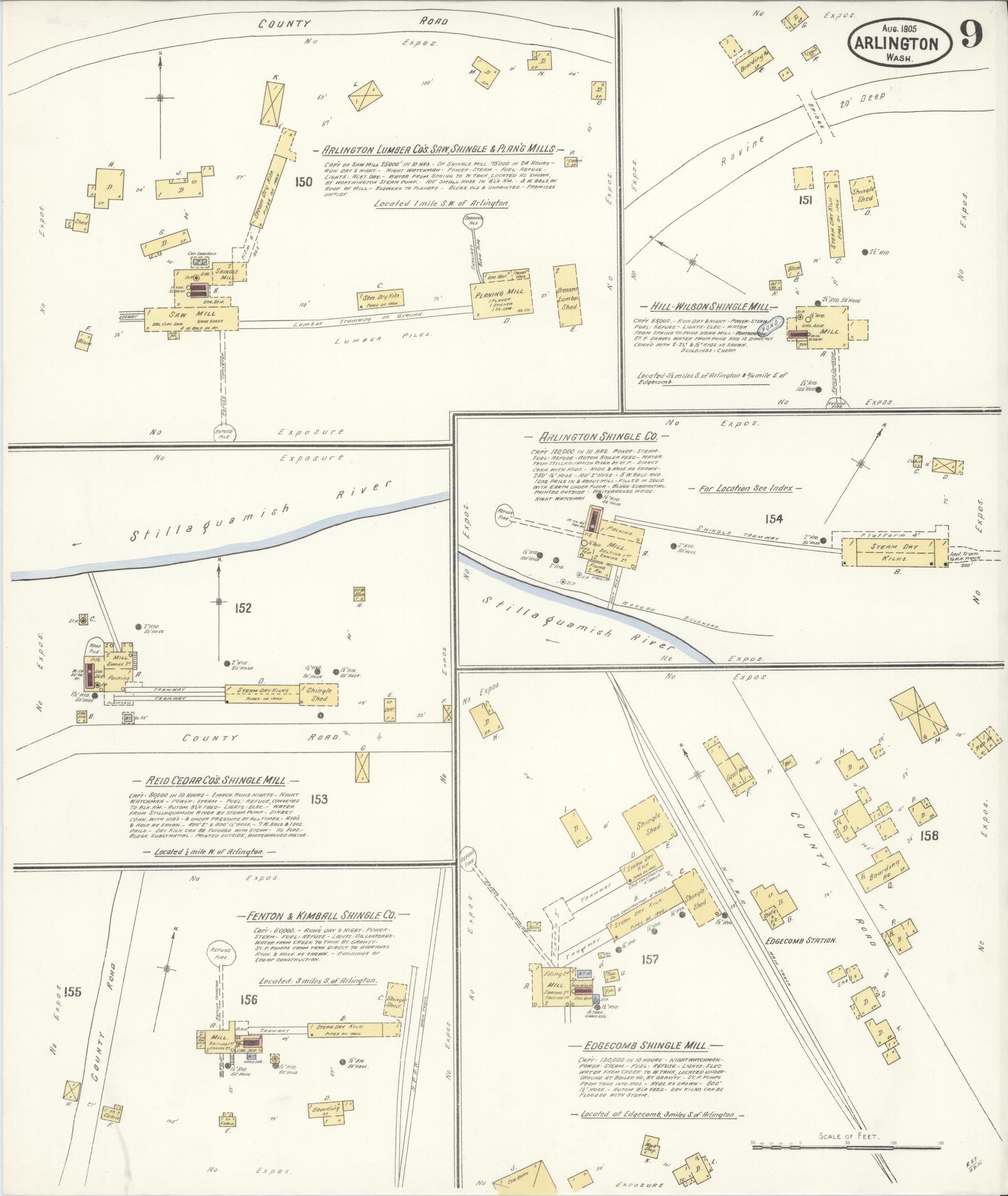 Sanborn Fire Insurance Map from Arlington, Snohomish County, Washington (1905), Sheet #0009 - Historic Sanborn Fire Insurance Map Print, vintage old map wall art, antique decor, genealogy gift, Washington Washington map