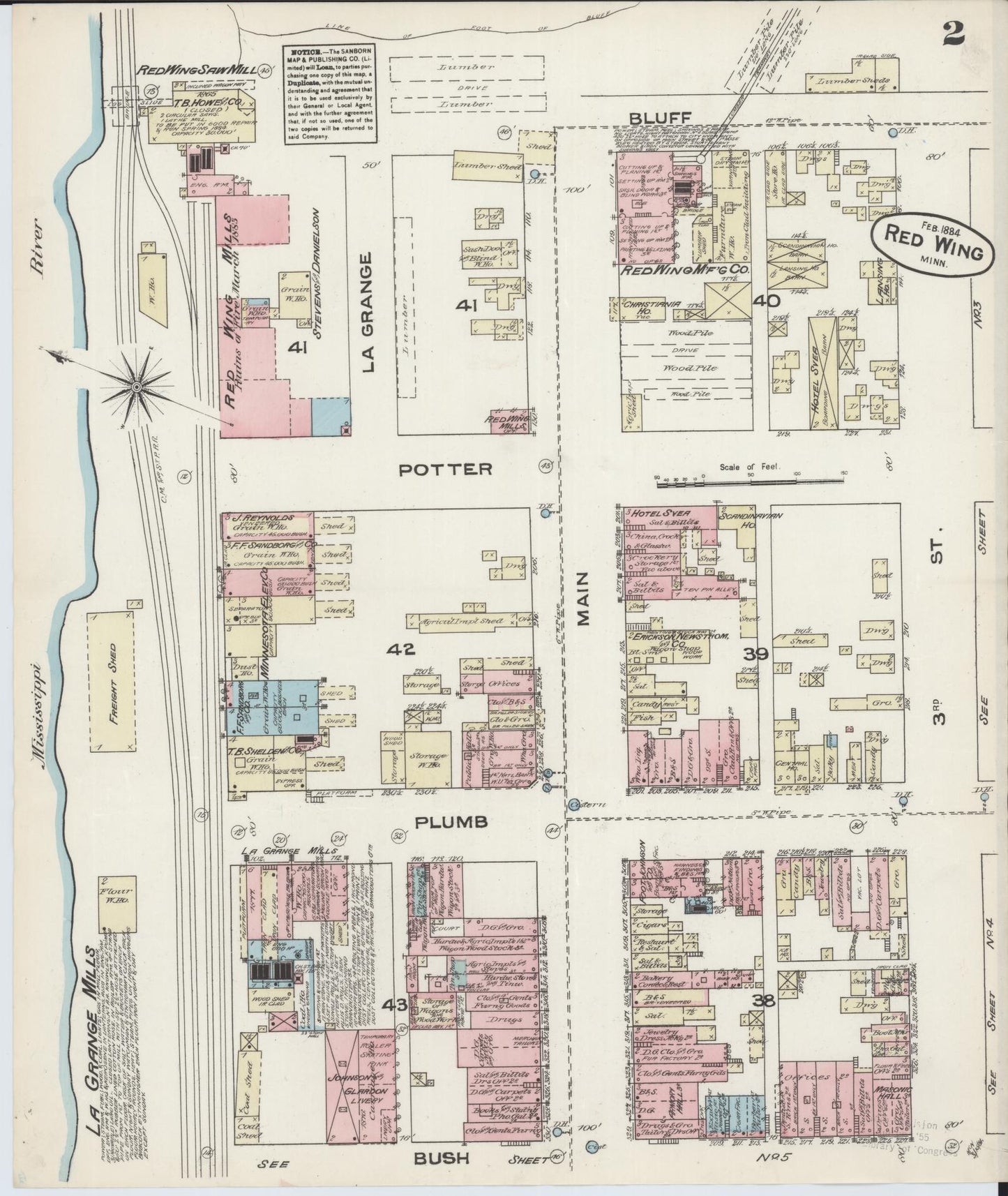 Sanborn Fire Insurance Map from Red Wing, Goodhue County, Minnesota (1884), Sheet #0002 - Historic Sanborn Fire Insurance Map Print, vintage old map wall art, antique decor, genealogy gift, Minnesota Minnesota map