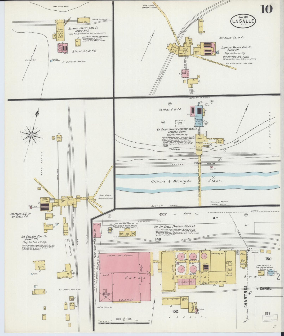 Sanborn Fire Insurance Map from La Salle, La Salle County, Illinois (1898), Sheet #0010 - Historic Sanborn Fire Insurance Map Print, vintage old map wall art, antique decor, genealogy gift, Illinois Illinois map