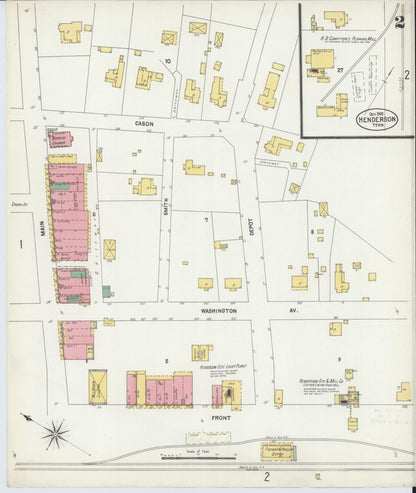 Sanborn Fire Insurance Map from Henderson, Chester County, Tennessee (1902), Sheet #0002 - Complete Map Set gallery image, historic Sanborn map, vintage wall art, Tennessee Tennessee