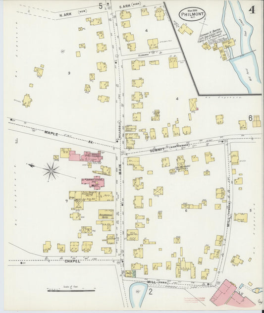 Sanborn Fire Insurance Map from Philmont, Columbia County, New York (1898), Sheet #0004 - Historic Sanborn Fire Insurance Map Print, vintage old map wall art, antique decor, genealogy gift, New York New York map