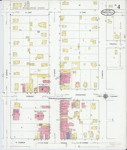 Sanborn Fire Insurance Map from Knoxville, Knox County, Illinois (1918), Sheet #0004 - Historic Sanborn Fire Insurance Map Print, vintage old map wall art, antique decor, genealogy gift, Illinois Illinois map