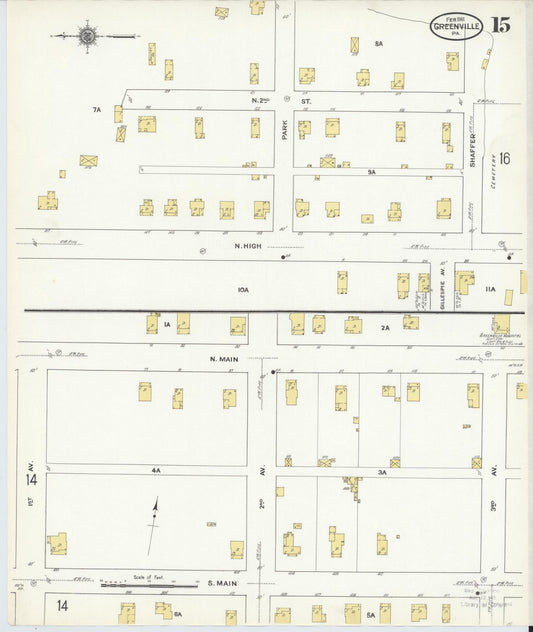 Sanborn Fire Insurance Map from Greenville, Mercer County, Pennsylvania (1911), Sheet #0015 - Historic Sanborn Fire Insurance Map Print, vintage old map wall art, antique decor, genealogy gift, Pennsylvania Pennsylvania map