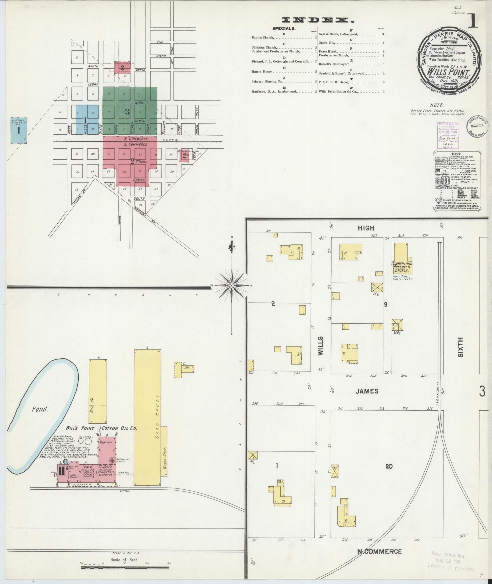 Sanborn Fire Insurance Map from Wills Point, Van Zandt County, Texas. (1901) – Historic Sanborn Fire Insurance Map Print