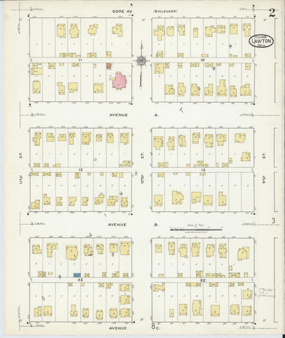 Sanborn Fire Insurance Map from Lawton, Comanche County, Oklahoma (1918), Sheet #0002 - Complete Map Set gallery image, historic Sanborn map, vintage wall art, Oklahoma Oklahoma