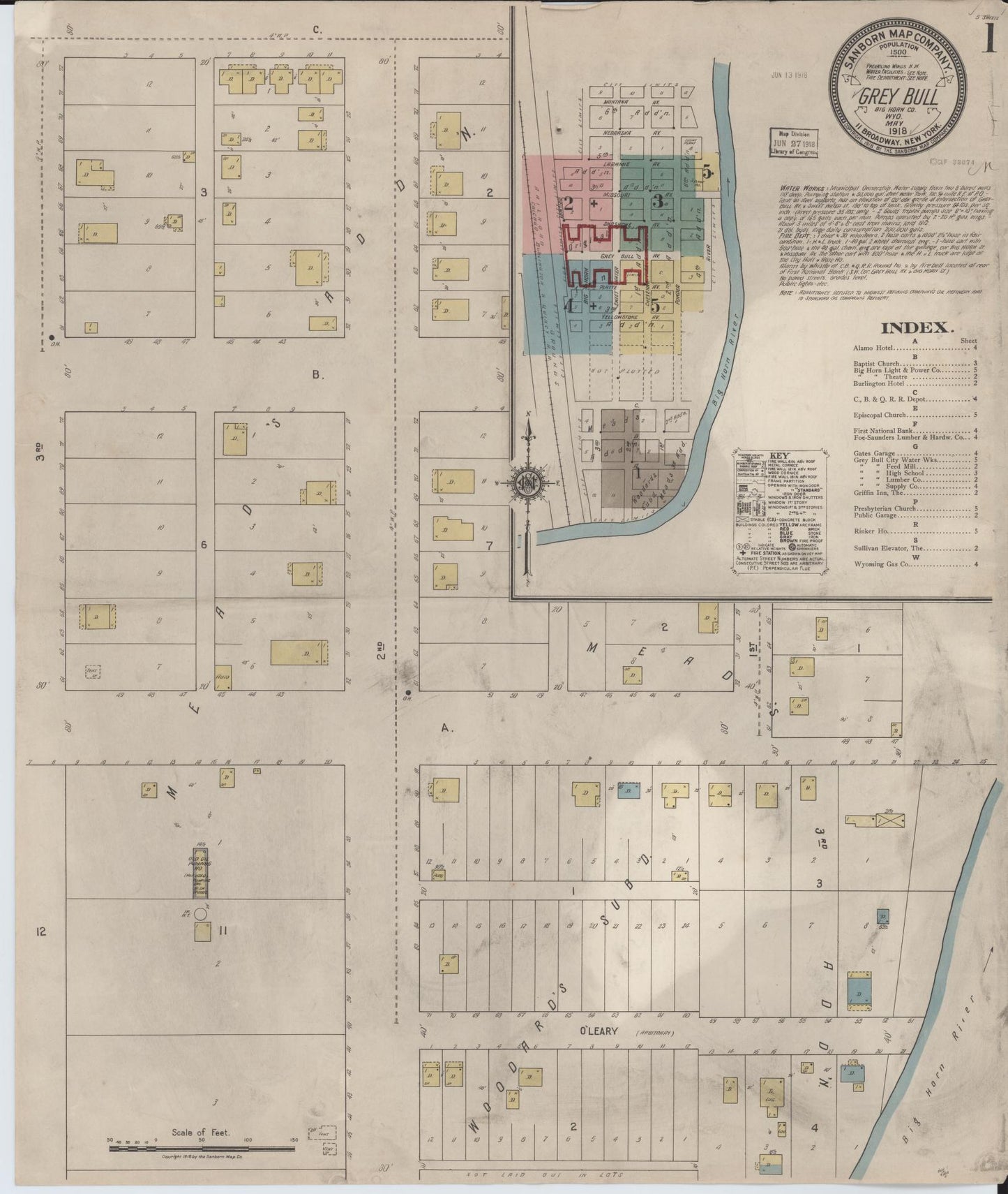 Sanborn Fire Insurance Map from Greybull, Big Horn County, Wyoming. (1918) – Historic Sanborn Fire Insurance Map Print