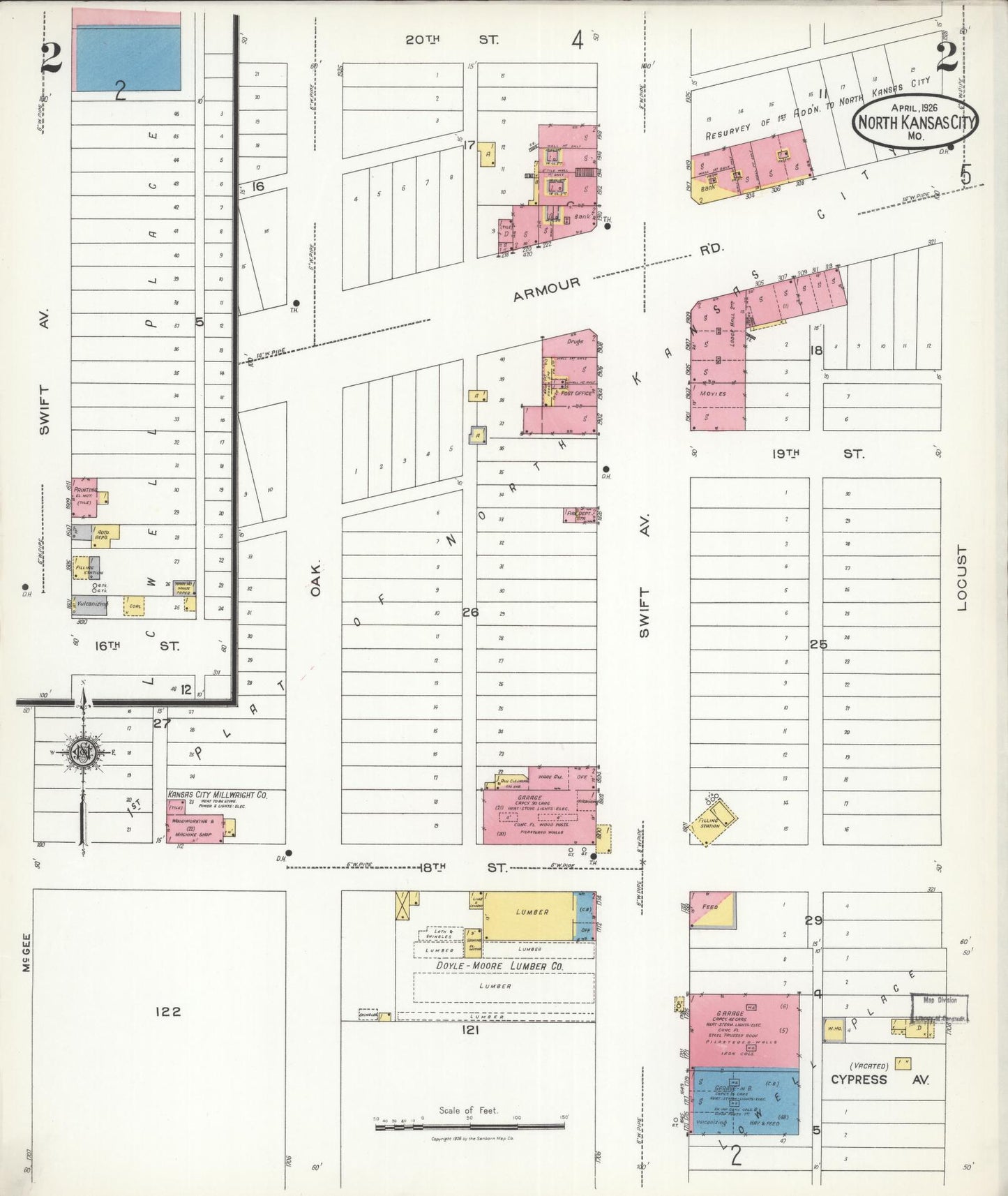 Sanborn Fire Insurance Map from North Kansas City, Clay County, Missouri (1926), Sheet #0002 - Complete Map Set gallery image, historic Sanborn map, vintage wall art, Missouri Missouri