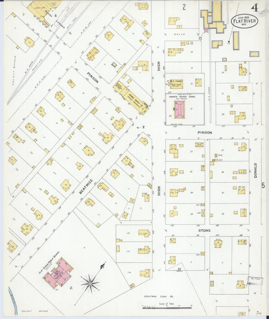 Sanborn Fire Insurance Map from Flat River, Saint Francois County, Missouri (1908), Sheet #0004 - Historic Sanborn Fire Insurance Map Print, vintage old map wall art, antique decor, genealogy gift, Missouri Missouri map