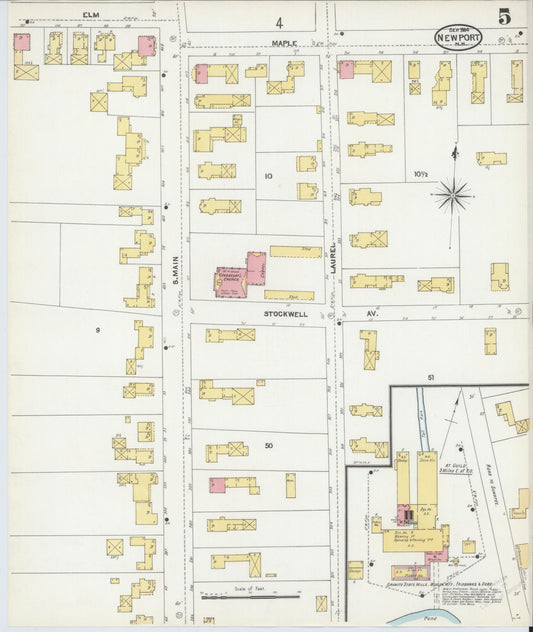 Sanborn Fire Insurance Map from Newport, Sullivan County, New Hampshire (1904), Sheet #0005 - Historic Sanborn Fire Insurance Map Print, vintage old map wall art, antique decor, genealogy gift, New Hampshire New Hampshire map