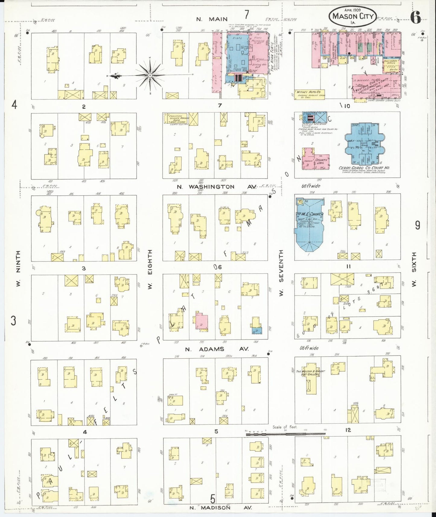 Sanborn Fire Insurance Map from Mason City, Cerro Gordo County, Iowa (1909), Sheet #0006 - Historic Sanborn Fire Insurance Map Print