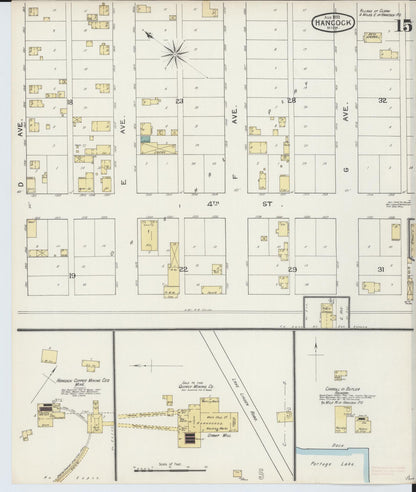 Sanborn Fire Insurance Map from Houghton, Houghton County, Michigan (1893), Sheet #0015 - Complete Map Set gallery image, historic Sanborn map, vintage wall art, Michigan Michigan