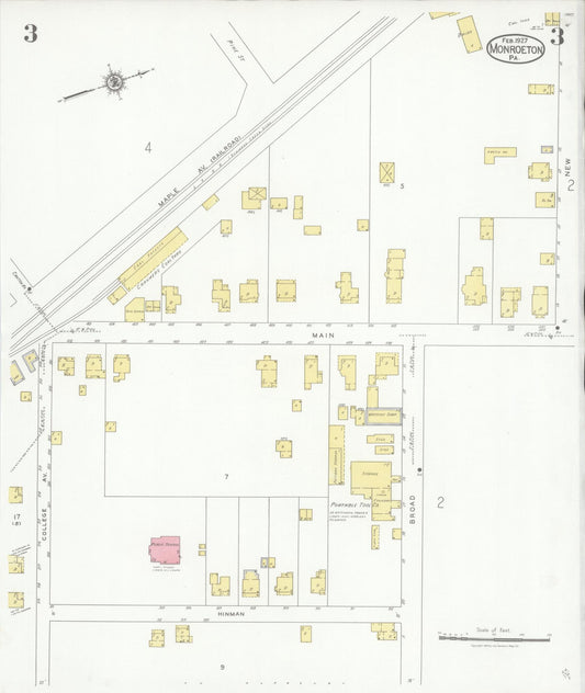 Sanborn Fire Insurance Map from Monroeton, Bradford County, Pennsylvania (1927), Sheet #0003 - Historic Sanborn Fire Insurance Map Print, vintage old map wall art, antique decor, genealogy gift, Pennsylvania Pennsylvania map