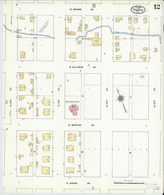 Sanborn Fire Insurance Map from Temple, Bell County, Texas (1910), Sheet #0012 - Historic Sanborn Fire Insurance Map Print, vintage old map wall art, antique decor, genealogy gift, Texas Texas map