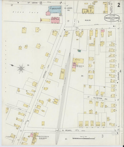 Sanborn Fire Insurance Map from Middletown, Middlesex County, Connecticut (1895), Sheet #0002 - Complete Map Set gallery image, historic Sanborn map, vintage wall art, Connecticut Connecticut