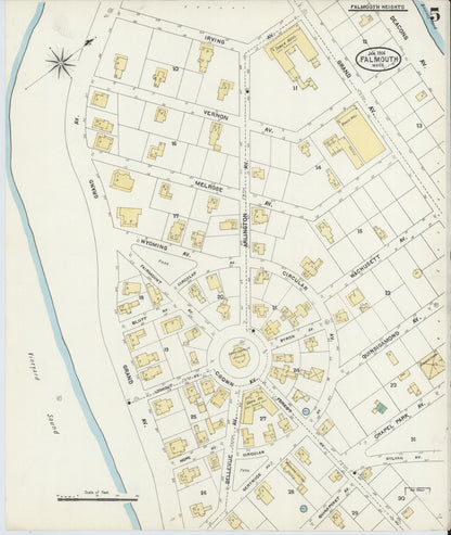 Sanborn Fire Insurance Map from Falmouth, Barnstable County, Massachusetts (1906), Sheet #0005 - Historic Sanborn Fire Insurance Map Print, vintage old map wall art, antique decor, genealogy gift, Massachusetts Massachusetts map