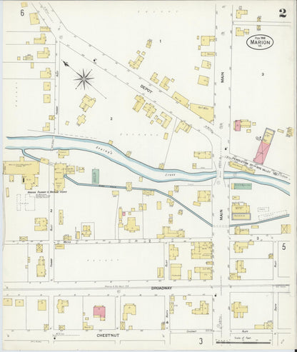 Sanborn Fire Insurance Map from Marion, Smyth County, Virginia (1908), Sheet #0002 - Historic Sanborn Fire Insurance Map Print, vintage old map wall art, antique decor, genealogy gift, Virginia Virginia map