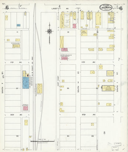 Sanborn Fire Insurance Map from Lake Worth, Palm Beach County, Florida (1924), Sheet #0006 - Complete Map Set gallery image, historic Sanborn map, vintage wall art, Florida Florida
