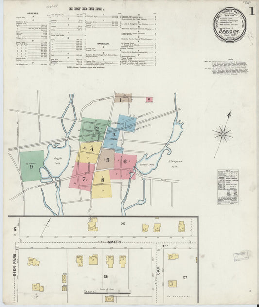 Sanborn Fire Insurance Map from Babylon, Suffolk County, New York (1897), Sheet #0001 - Complete Map Set gallery image, historic Sanborn map, vintage wall art, New York New York