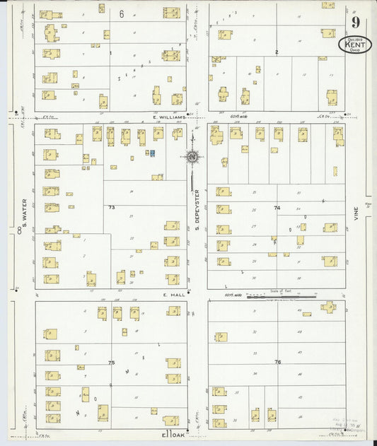 Sanborn Fire Insurance Map from Kent, Portage County, Ohio (1919), Sheet #0009 - Historic Sanborn Fire Insurance Map Print, vintage old map wall art, antique decor, genealogy gift, Ohio Ohio map