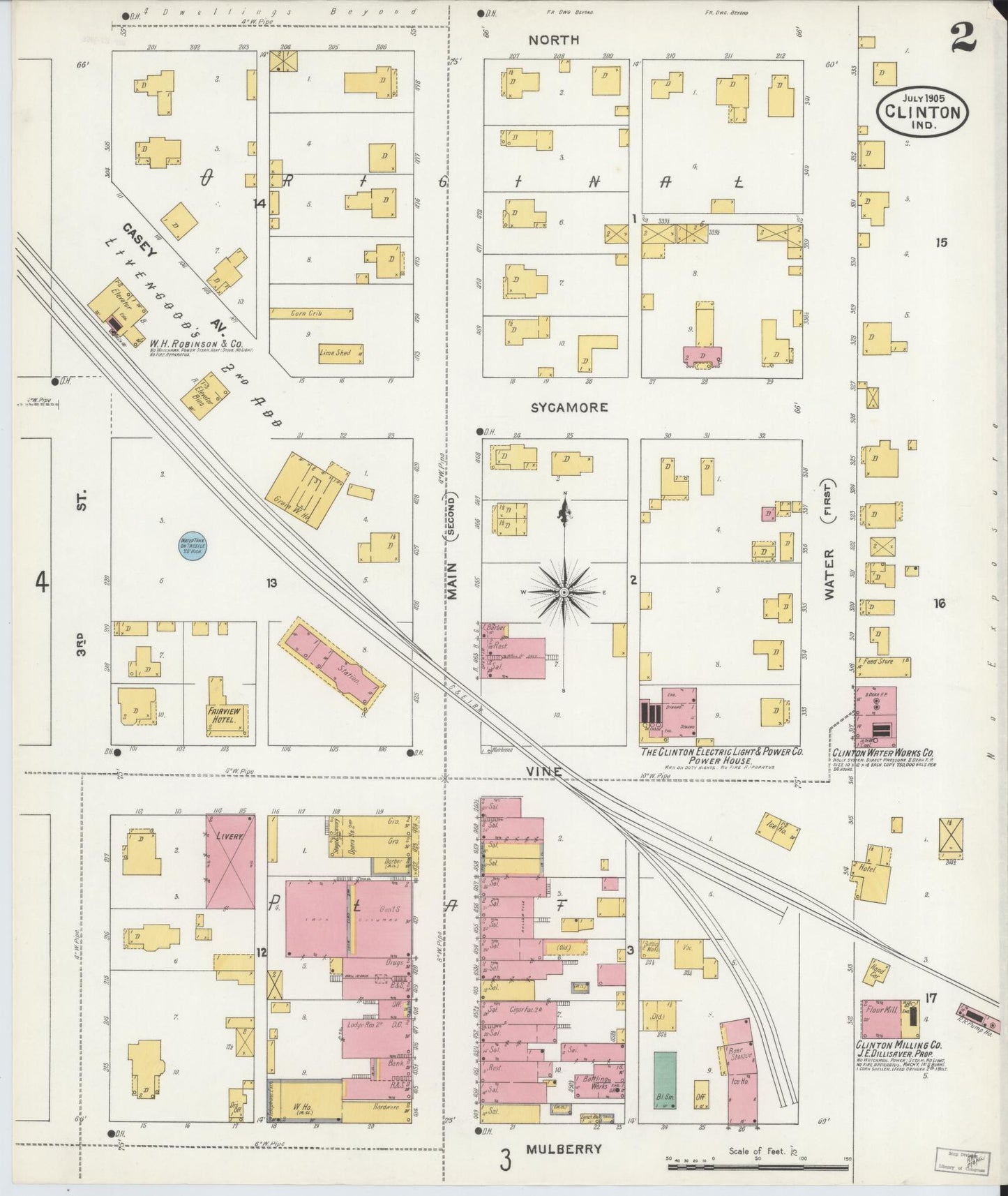 Sanborn Fire Insurance Map from Clinton, Vermillion County, Indiana (1905), Sheet #0002 - Complete Map Set gallery image, historic Sanborn map, vintage wall art, Indiana Indiana