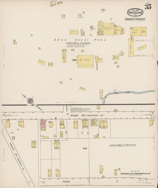 Sanborn Fire Insurance Map from Nanticoke, Luzerne County, Pennsylvania (1920), Sheet #0035 - Historic Sanborn Fire Insurance Map Print, vintage old map wall art, antique decor, genealogy gift, Pennsylvania Pennsylvania map