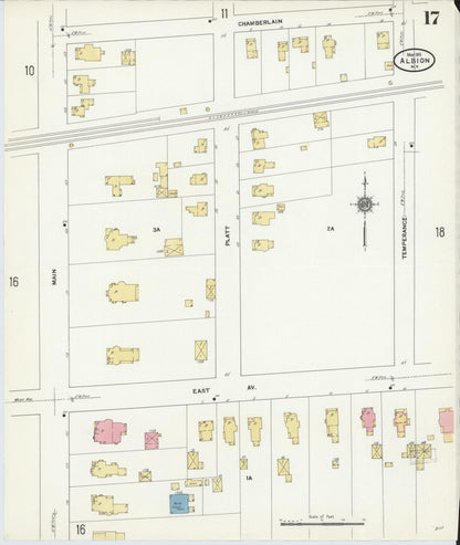 Sanborn Fire Insurance Map from Albion, Orleans County, New York (1911), Sheet #0017 - Complete Map Set gallery image, historic Sanborn map, vintage wall art, New York New York
