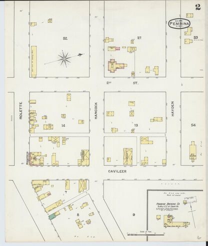 Sanborn Fire Insurance Map from Pembina, Pembina County, North Dakota (1892), Sheet #0002 - Complete Map Set gallery image, historic Sanborn map, vintage wall art, North Dakota North Dakota