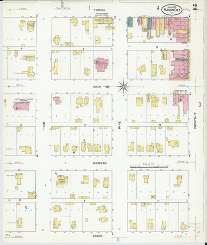 Sanborn Fire Insurance Map from Mason City, Mason County, Illinois (1909), Sheet #0002 - Complete Map Set gallery image, historic Sanborn map, vintage wall art, Illinois Illinois
