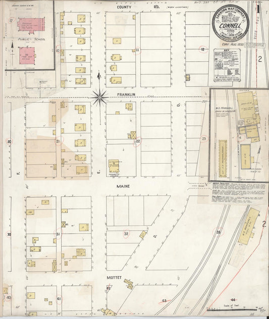 Sanborn Fire Insurance Map from Connell, Franklin County, Washington (1930), Sheet #0001 - Historic Sanborn Fire Insurance Map Print, vintage old map wall art, antique decor, genealogy gift, Washington Washington map
