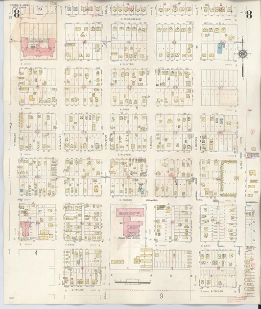 Sanborn Fire Insurance Map from Hobbs, Lea County, New Mexico (1950), Sheet #0008 - Historic Sanborn Fire Insurance Map Print, vintage old map wall art, antique decor, genealogy gift, New Mexico New Mexico map