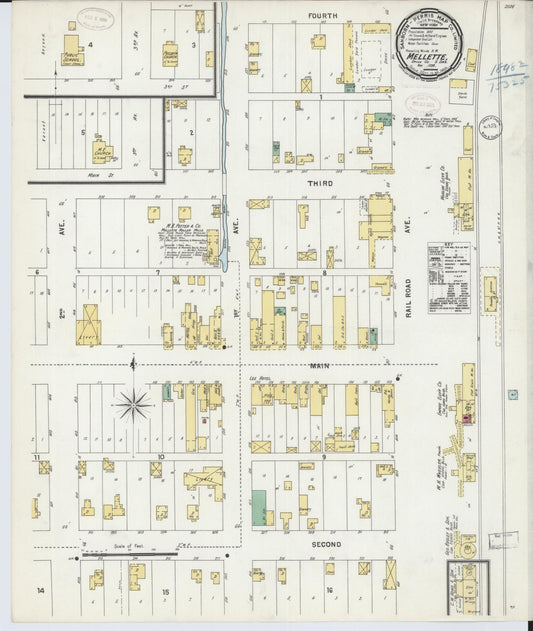 Sanborn Fire Insurance Map from Mellette, Spink County, South Dakota (1898), Sheet #0001 - Historic Sanborn Fire Insurance Map Print, vintage old map wall art, antique decor, genealogy gift, South Dakota South Dakota map