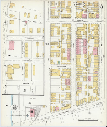 Sanborn Fire Insurance Map from Homestead, Allegheny County, Pennsylvania (1907), Sheet #0008 - Complete Map Set gallery image, historic Sanborn map, vintage wall art, Pennsylvania Pennsylvania