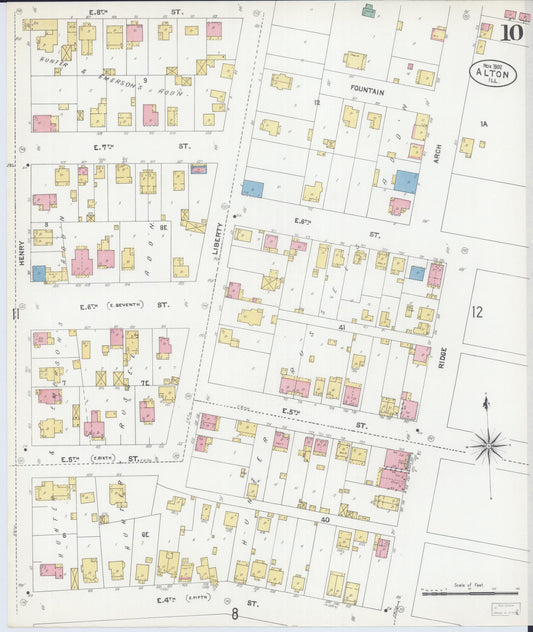 Sanborn Fire Insurance Map from Alton, Madison County, Illinois (1902), Sheet #0010 - Historic Sanborn Fire Insurance Map Print, vintage old map wall art, antique decor, genealogy gift, Illinois Illinois map