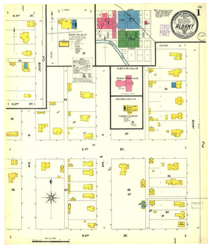 Sanborn Fire Insurance Map from Albany, Shackelford County, Texas (1902), Sheet #0001 - Historic Sanborn Fire Insurance Map Print, vintage old map wall art, antique decor, genealogy gift, Texas Texas map