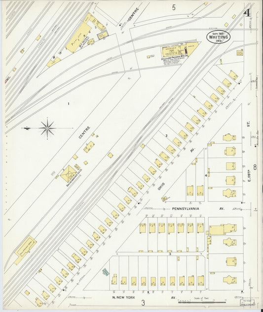Sanborn Fire Insurance Map from Whiting, Lake County, Indiana (1907), Sheet #0004 - Historic Sanborn Fire Insurance Map Print, vintage old map wall art, antique decor, genealogy gift, Indiana Indiana map