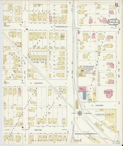 Sanborn Fire Insurance Map from Rushville, Rush County, Indiana (1913), Sheet #0006 - Complete Map Set gallery image, historic Sanborn map, vintage wall art, Indiana Indiana