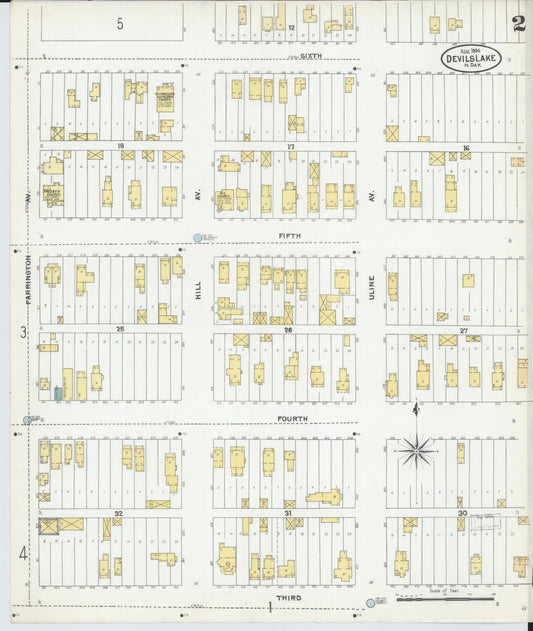 Sanborn Fire Insurance Map from Devils Lake, Ramsey County, North Dakota (1904), Sheet #0002 - Historic Sanborn Fire Insurance Map Print, vintage old map wall art, antique decor, genealogy gift, North Dakota North Dakota map