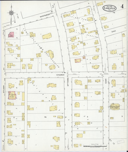 Sanborn Fire Insurance Map from Earlville, La Salle County, Illinois (1918), Sheet #0004 - Historic Sanborn Fire Insurance Map Print, vintage old map wall art, antique decor, genealogy gift, Illinois Illinois map