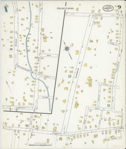 Sanborn Fire Insurance Map from Liberty, Sullivan County, New York (1916), Sheet #0009 - Complete Map Set gallery image, historic Sanborn map, vintage wall art, New York New York