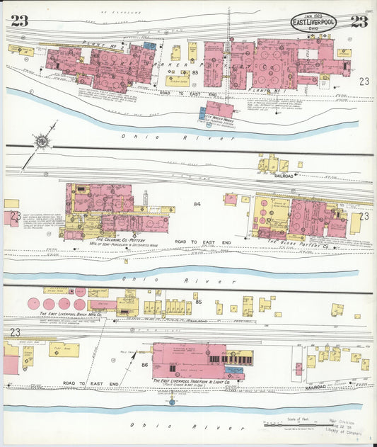 Sanborn Fire Insurance Map from East Liverpool, Columbiana County, Ohio (1923), Sheet #0023 - Historic Sanborn Fire Insurance Map Print, vintage old map wall art, antique decor, genealogy gift, Ohio Ohio map