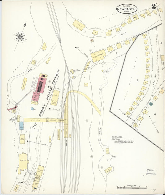 Sanborn Fire Insurance Map from Newcastle, Weston County, Wyoming (1896), Sheet #0002 - Historic Sanborn Fire Insurance Map Print, vintage old map wall art, antique decor, genealogy gift, Wyoming Wyoming map