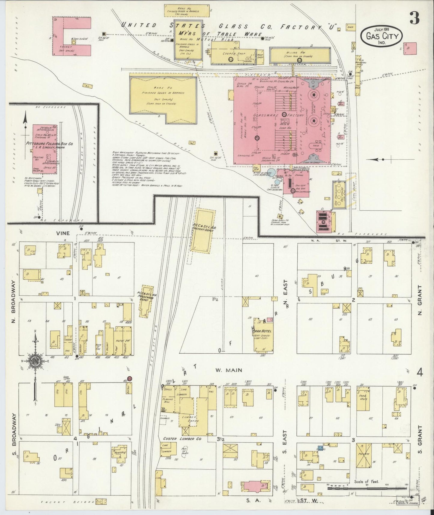 Sanborn Fire Insurance Map from Gas City, Grant County, Indiana (1911), Sheet #0003 - Complete Map Set gallery image, historic Sanborn map, vintage wall art, Indiana Indiana