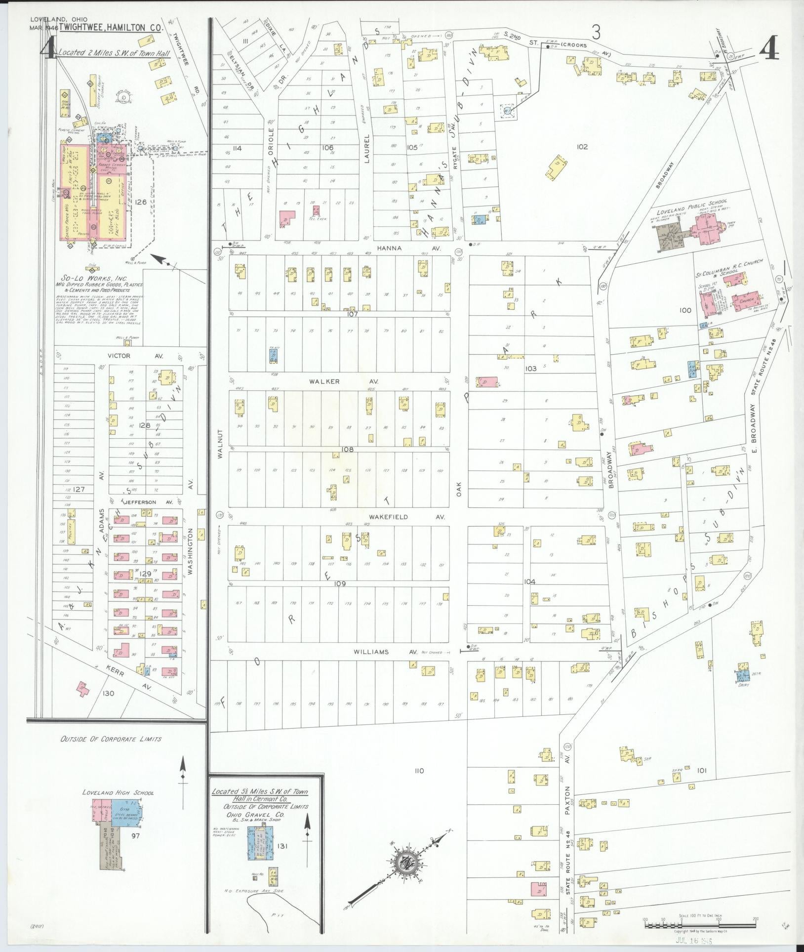 Sanborn Fire Insurance Map from Loveland, Clermont, Hamilton, And Warren County, Ohio (1946), Sheet #0004 - Complete Map Set gallery image, historic Sanborn map, vintage wall art, Ohio Ohio