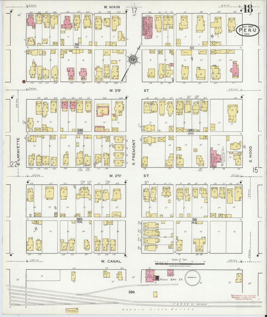 Sanborn Fire Insurance Map from Peru, Miami County, Indiana (1920), Sheet #0018 - Historic Sanborn Fire Insurance Map Print, vintage old map wall art, antique decor, genealogy gift, Indiana Indiana map