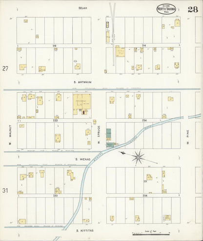 Sanborn Fire Insurance Map from North Yakima, Yakima County, Washington (1905), Sheet #0028 - Complete Map Set gallery image, historic Sanborn map, vintage wall art, Washington Washington