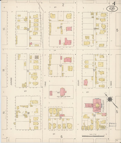 Sanborn Fire Insurance Map from Elko, Elko County, Nevada (1912), Sheet #0004 - Complete Map Set gallery image, historic Sanborn map, vintage wall art, Nevada Nevada