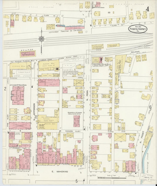 Sanborn Fire Insurance Map from Punxsutawney, Jefferson County, Pennsylvania (1912), Sheet #0004 - Historic Sanborn Fire Insurance Map Print, vintage old map wall art, antique decor, genealogy gift, Pennsylvania Pennsylvania map