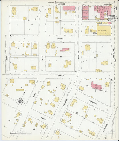 Sanborn Fire Insurance Map from Marshall, Clark County, Illinois (1906), Sheet #0004 - Historic Sanborn Fire Insurance Map Print, vintage old map wall art, antique decor, genealogy gift, Illinois Illinois map