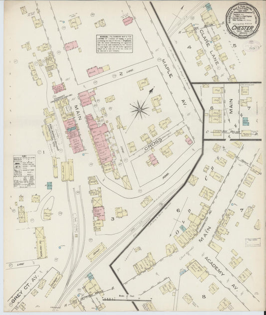 Sanborn Fire Insurance Map from Chester, Orange County, New York (1884), Sheet #0001 - Historic Sanborn Fire Insurance Map Print, vintage old map wall art, antique decor, genealogy gift, New York New York map