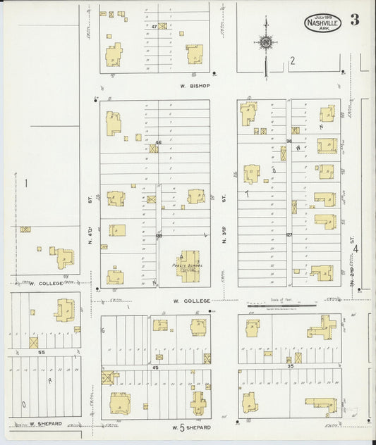 Sanborn Fire Insurance Map from Nashville, Howard County, Arkansas (1919), Sheet #0003 - Historic Sanborn Fire Insurance Map Print, vintage old map wall art, antique decor, genealogy gift, Arkansas Arkansas map